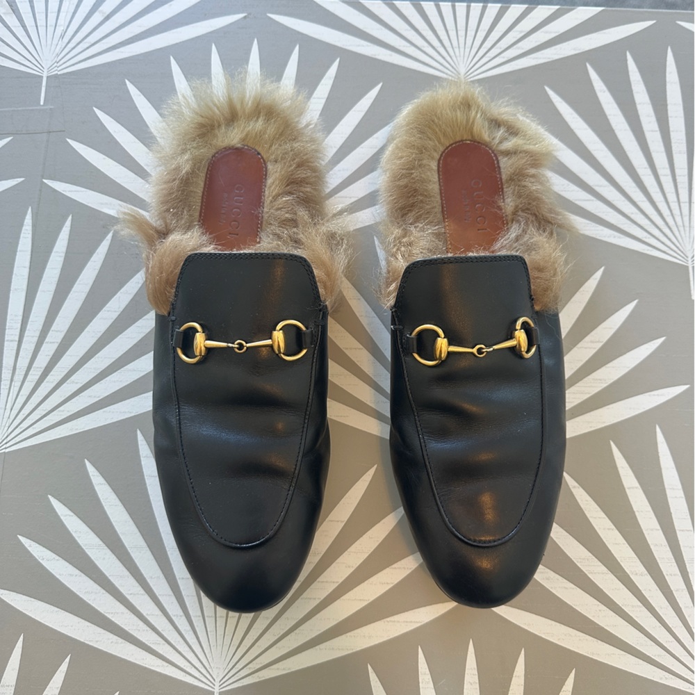 Princetown Shearling-Lined Leather Slipper